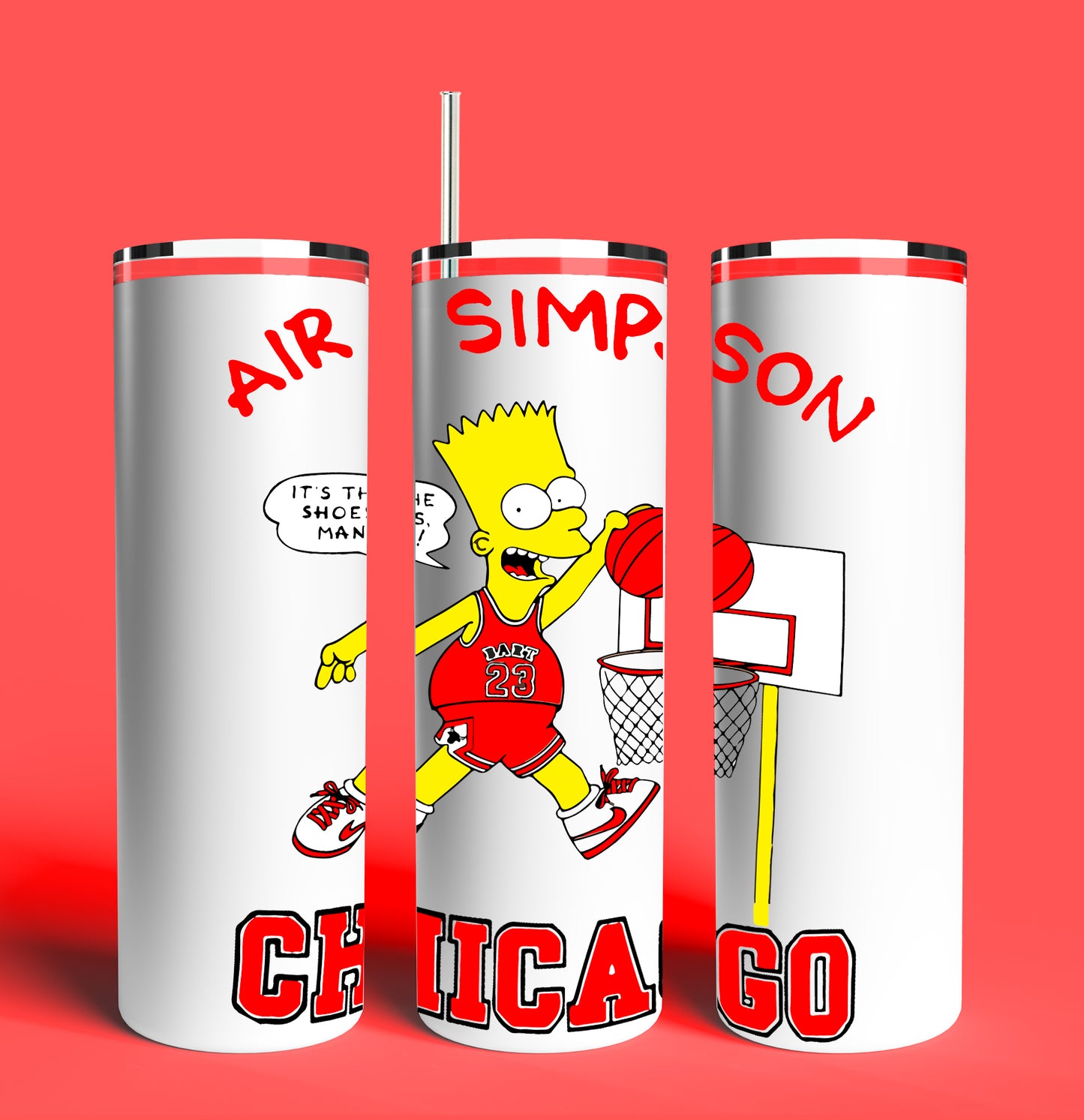Air Simpson Chicago Tumbler 20oz Skinny Tumbler (Lid and Plastic Straw Included)