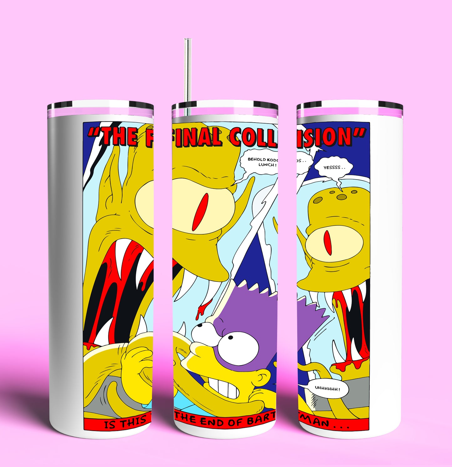 Bartman vs Kang & Kodos 20oz Skinny Tumbler (Lid and Plastic Straw Included)