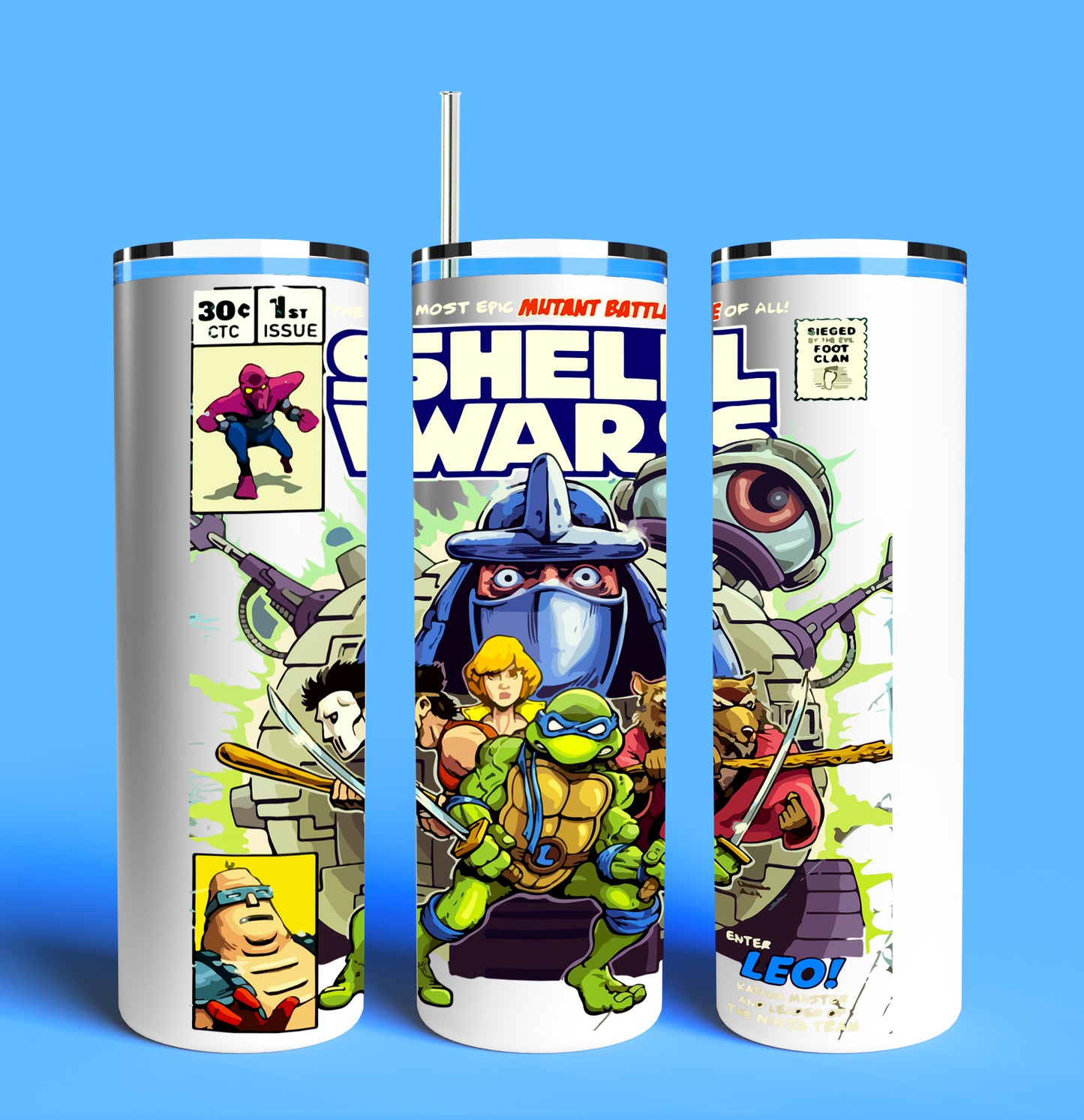 Leonardo Teenage Mutant Ninja - Shell Wars - 20oz Skinny Tumbler (Lid and Plastic Straw Included)