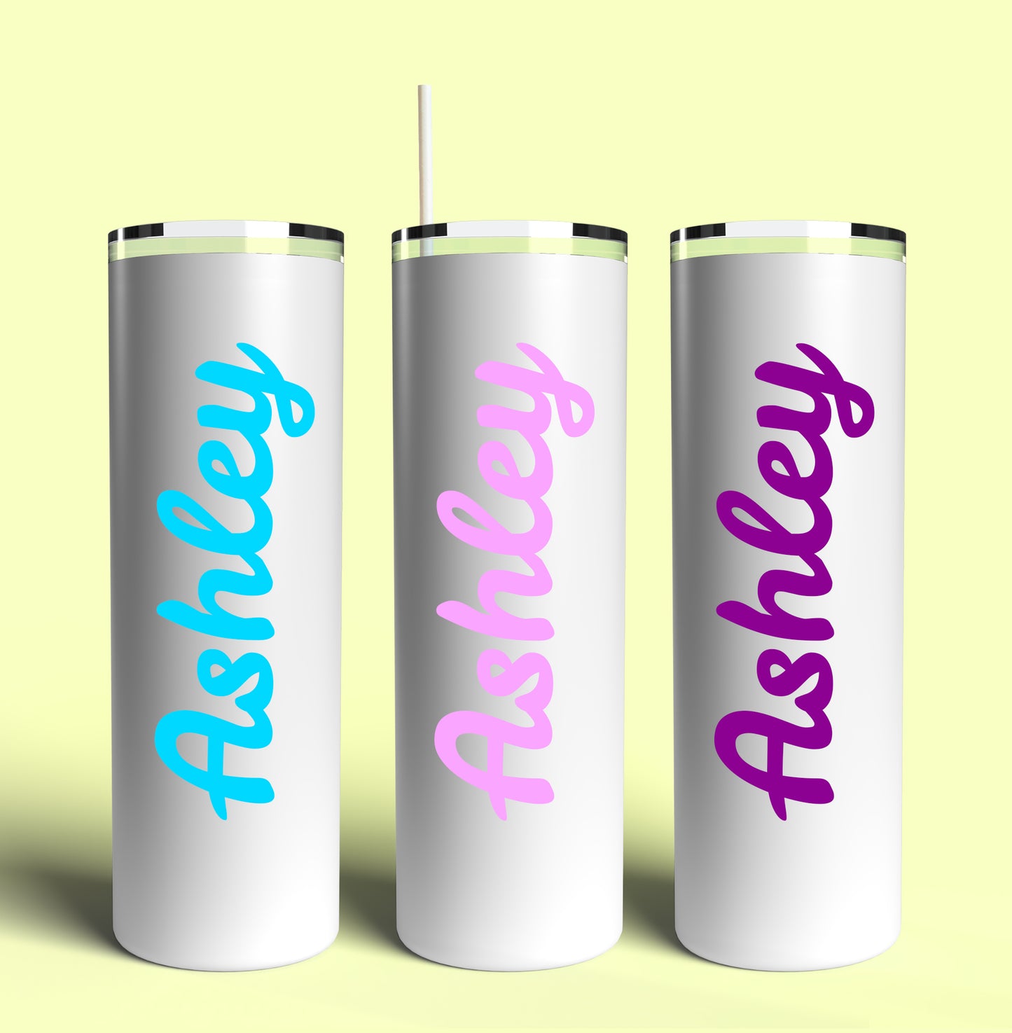 Personalized Custom Name Customized 20oz Skinny Tumbler (Lid and Plastic Straw Included) Sublimation Design, Coffee Tumbler, Skinny Tumbler