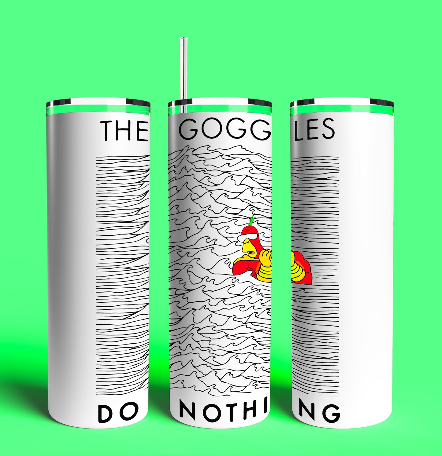 Radio Activeman - The Goggles Do Nothing 20oz Skinny Tumbler (Lid and Plastic Straw Included)