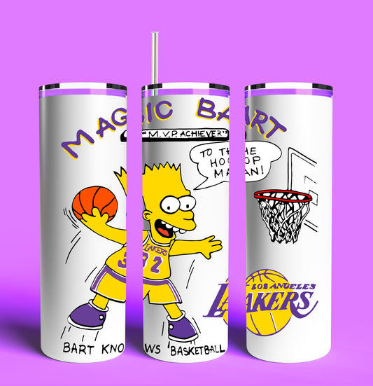 Bart Knows Basketball Los Angeles 20oz Skinny Tumbler (Lid and Plastic Straw Included)