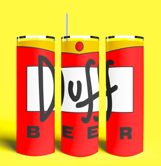 Duff Beer 20oz Skinny Tumbler (Lid and Plastic Straw Included)