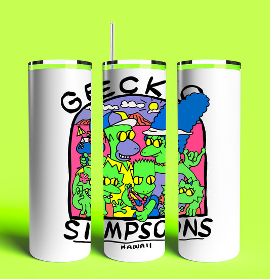 Gecko Simpsons 20oz Skinny Tumbler (Lid and Plastic Straw Included)