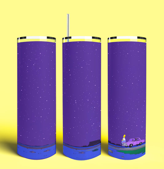 Homer with the Stars - 20oz Skinny Tumbler (Lid and Plastic Straw Included)