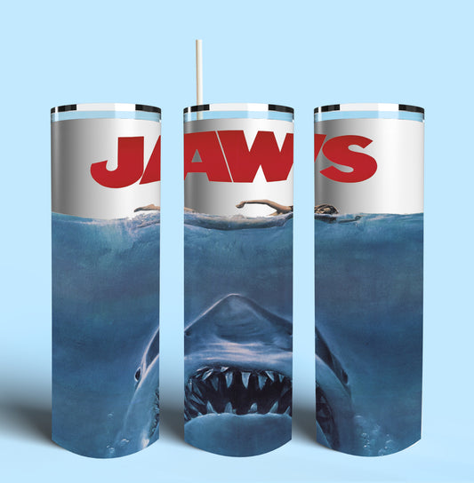 Jaws Vintage 1975 Movie 20oz Skinny Tumbler (Lid and Plastic Straw Included)