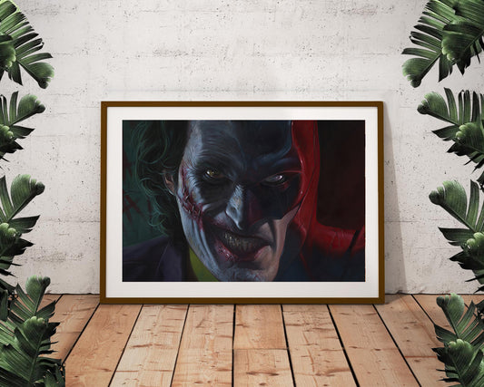 The Joker + Batman Face Portrait Poster (36”x24”)