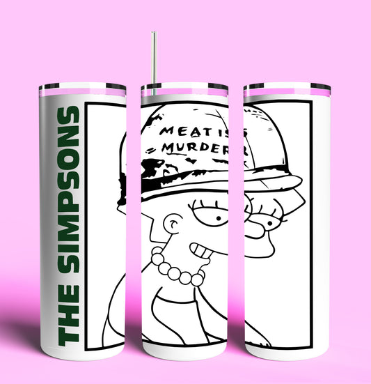 Lisa Simpson "Meat is Murder" 20oz Skinny Tumbler (Lid and Plastic Straw Included)