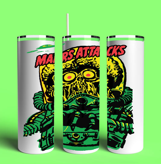 Mars Attacks 20oz Skinny Tumbler (Lid and Plastic Straw Included)