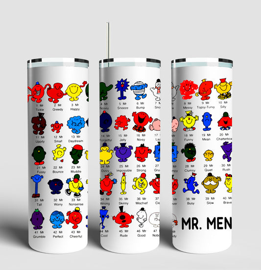 Mr. Men 20oz Skinny Tumbler (Lid and Plastic Straw Included)