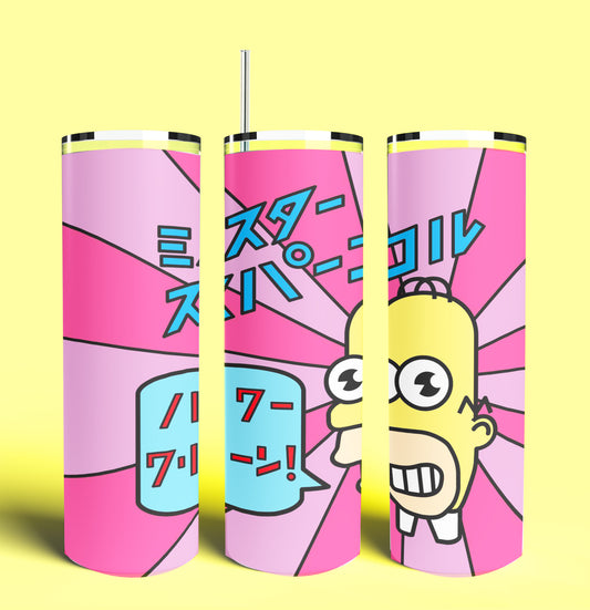 Mr. Sparkle Homer 20oz Skinny Tumbler (Lid and Plastic Straw Included)