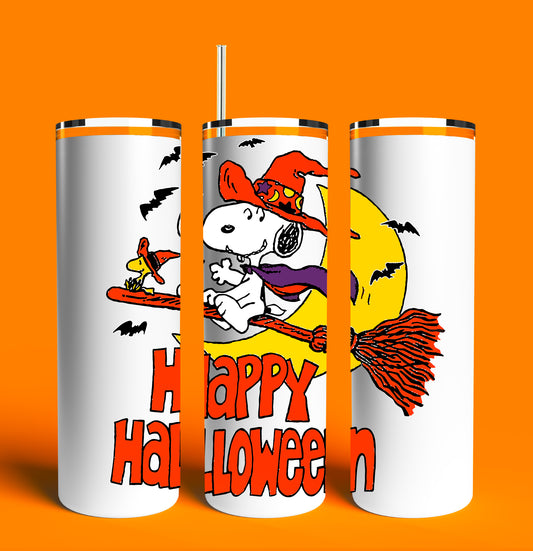 Happy Halloween 20oz Skinny Tumbler (Lid and Plastic Straw Included)
