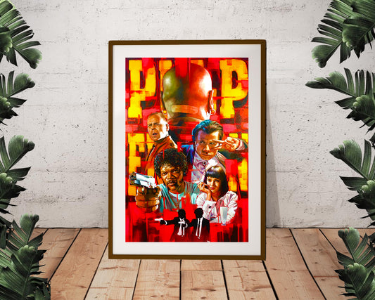 Pulp Fiction Collage Portrait Painting Movie Poster (24"x36")