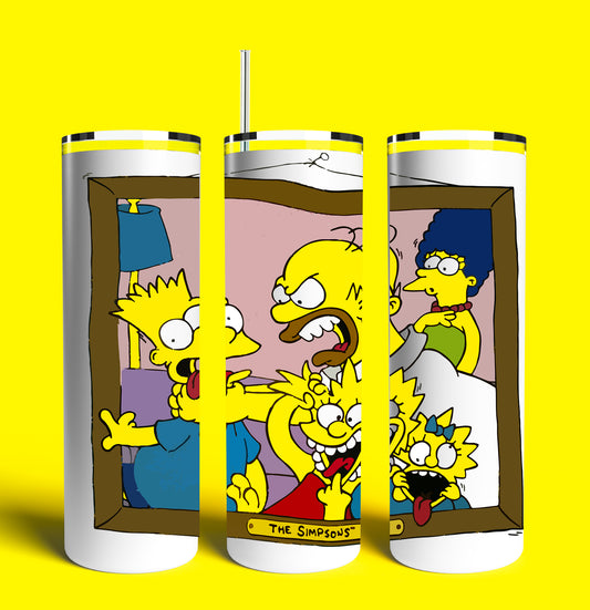Say Cheese The Simpsons 20oz Skinny Tumbler (Lid and Plastic Straw Included)