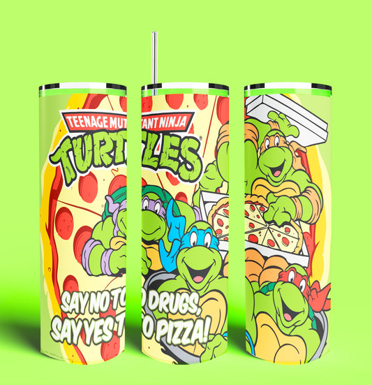 Teenage Mutant Ninja Turtles "Say No To Drugs, Yes to Pizza" 20oz Skinny Tumbler (Lid and Plastic Straw Included)