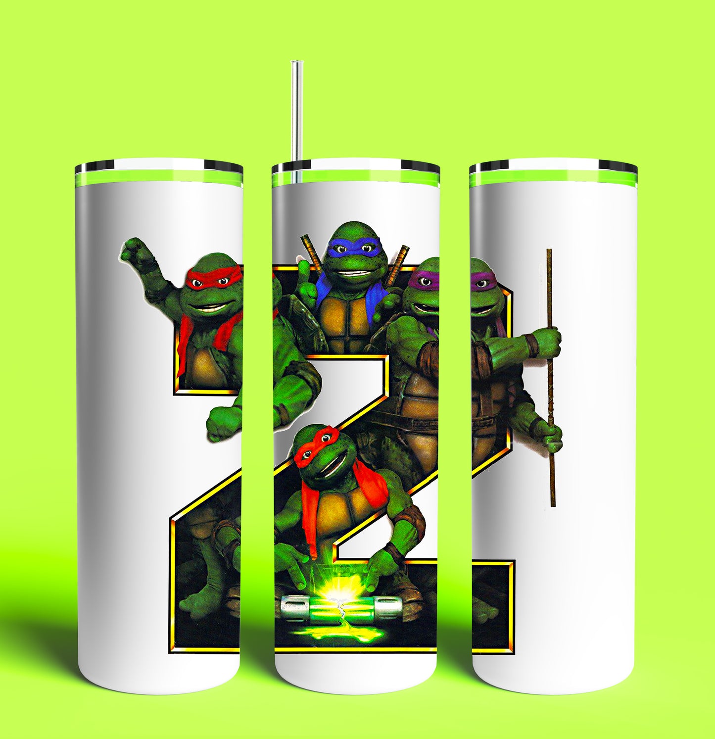 Teenage Mutant Ninja Turtles Secret of the Ooze II Movie 20oz Skinny Tumbler (Lid and Plastic Straw Included)