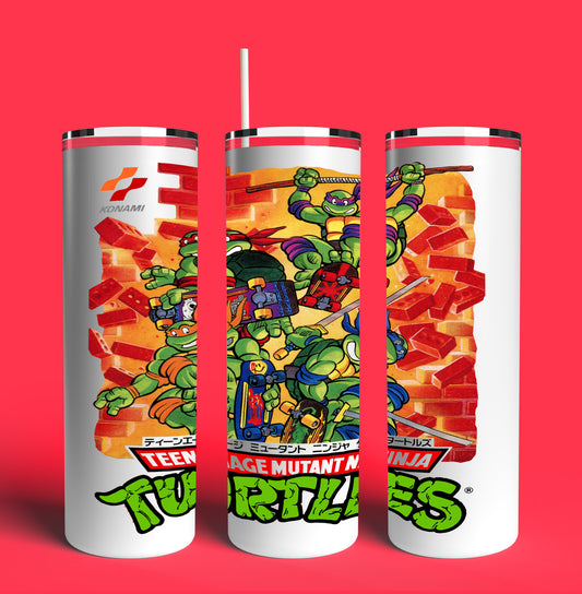 Teenage Mutant Ninja Turtles Konami Arcade Game 20oz Skinny Tumbler (Lid and Plastic Straw Included)