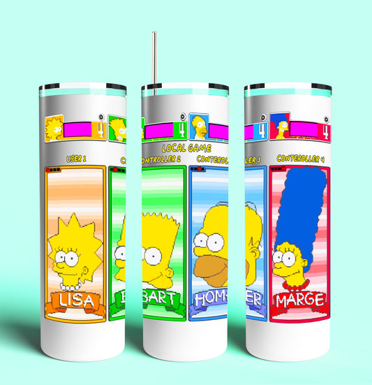 The Simpsons Character Select 20oz Skinny Tumbler (Lid and Plastic Straw Included)