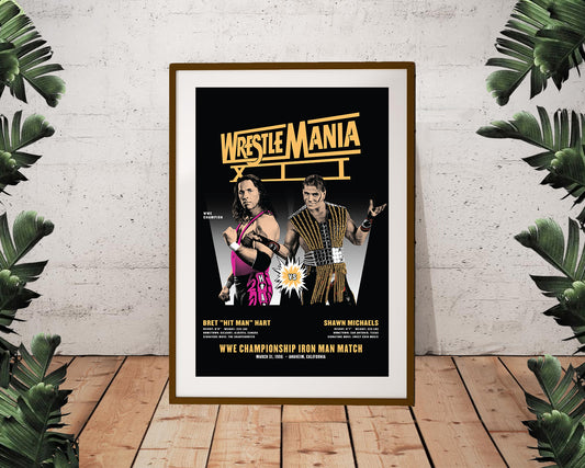 WrestleMania 12 Poster - Bret Hart vs Shawn Michaels (24"x36")